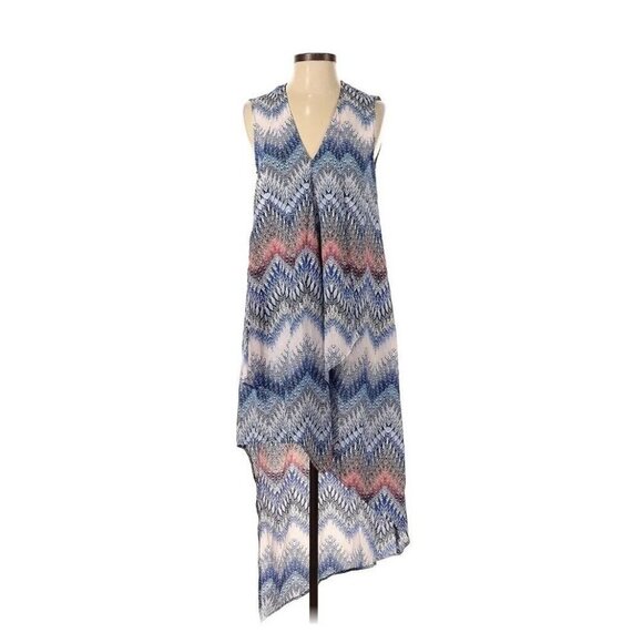 NWT BCBG MaxAzria Tara in ZigZag Ombre Sheer Chiffon Ruffle High Low Dress XS - Picture 1 of 8